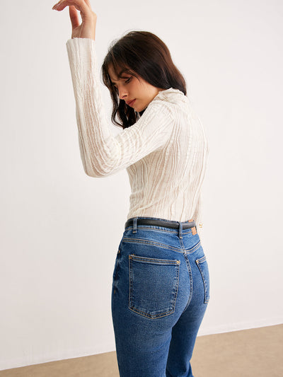 Geripptes Rollkragen-Shirt | Strukturierte Eleganz | Weicher Tragekomfort