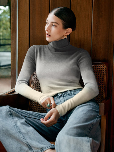 Ombre-Rollkragenpullover | Farbverlauf & Figurbetonte Passform | Modern & Elegant