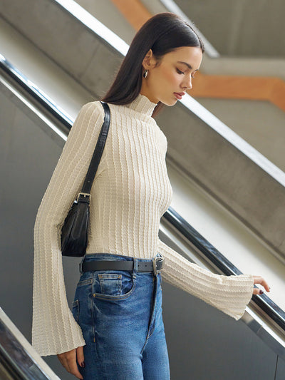 Langarm-Shirt mit Strukturmuster | Weiche Baumwolle | Elegant & Moderner