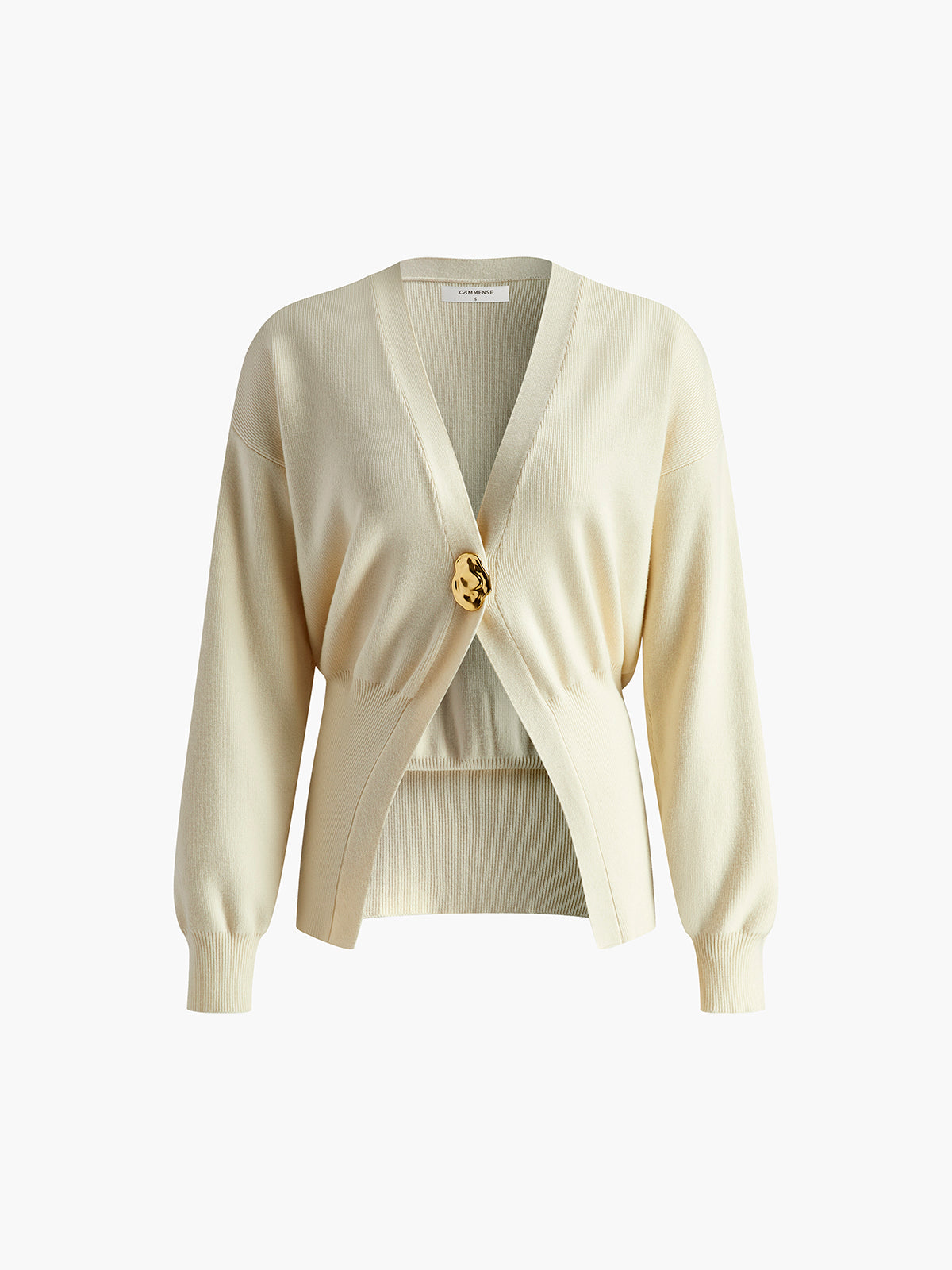 Eleganter Strick-Cardigan | Tiefes Dekolleté & Goldknopf-Detail | Modern & Feminin