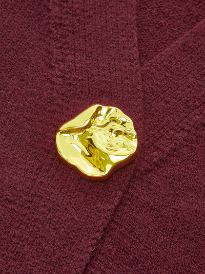 Strick-Cardigan mit Statement-Knöpfen | V-Ausschnitt | Eleganter Schnitt