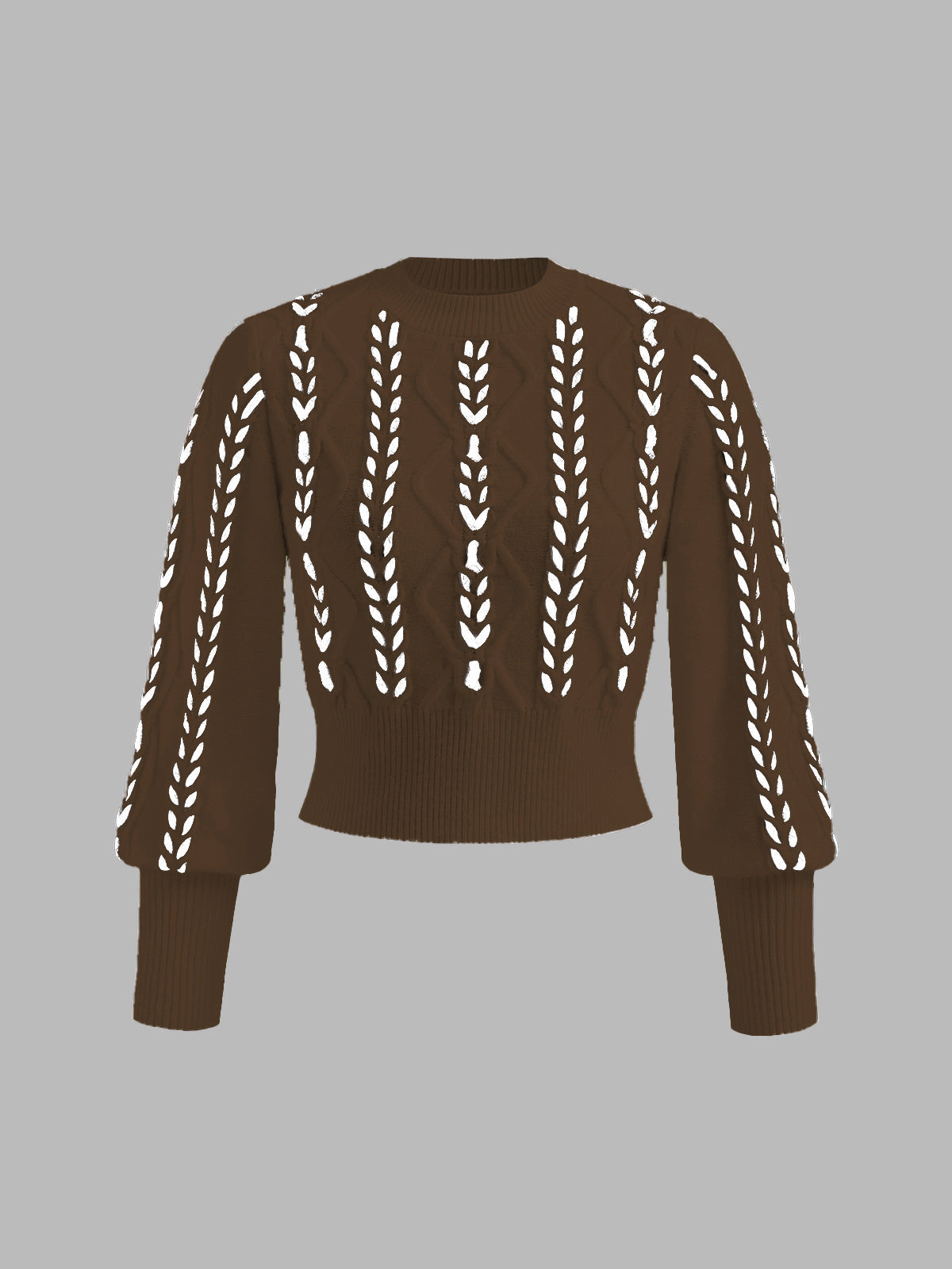 Eleganter Strickpullover | Kontrastmuster & Ballonärmel | Stilvolle Wärme