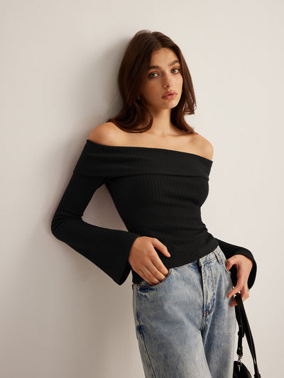 Rippenstrick-Off-Shoulder-Top | Feminine Eleganz | Schmeichelnde Passform