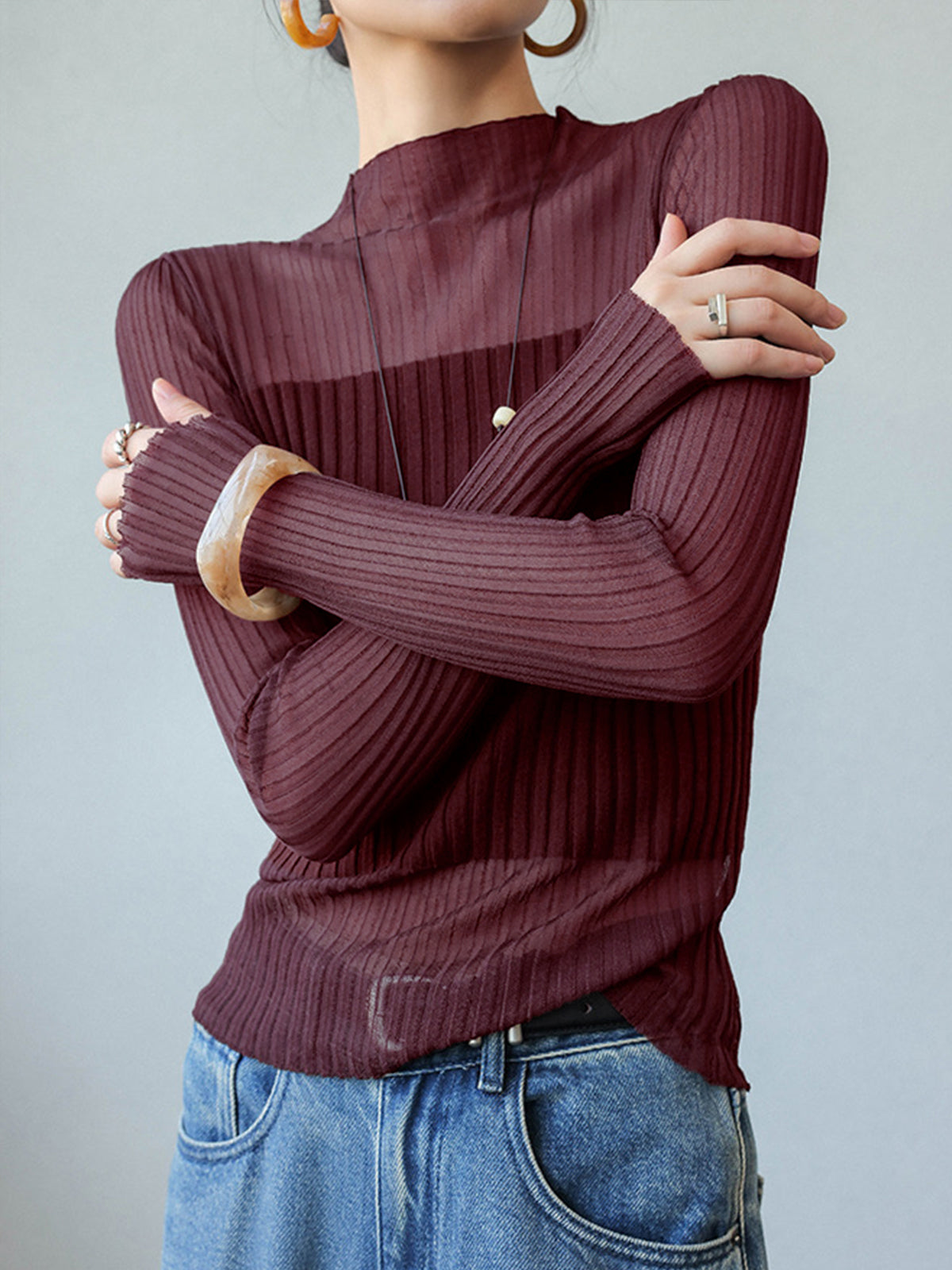 Geripptes Mesh-Top | Halbtransparent | Moderner und eleganter