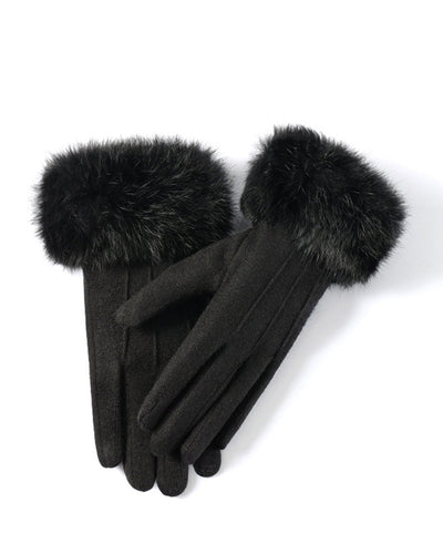 Elegante Winterhandschuhe | Weiches Material | Edler Fellbesatz