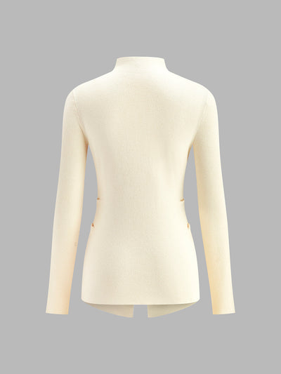 Knopf-Detail Stricktop | Plissee-Design | Asymmetrischer Schnitt