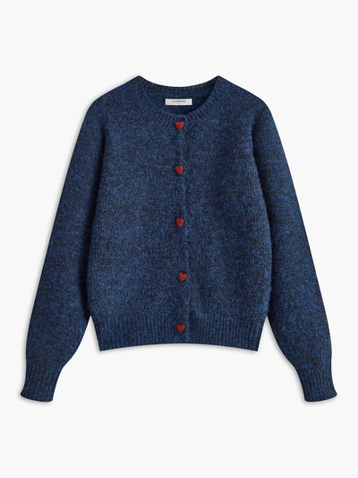 Strick-Cardigan mit Herzknöpfen | Weiche Wollmischung | Verspielte Eleganz