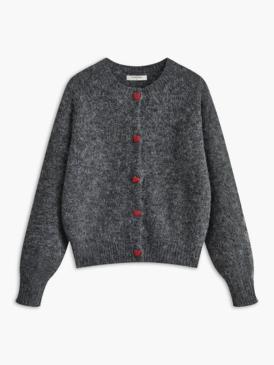 Strick-Cardigan mit Herzknöpfen | Weiche Wollmischung | Verspielte Eleganz