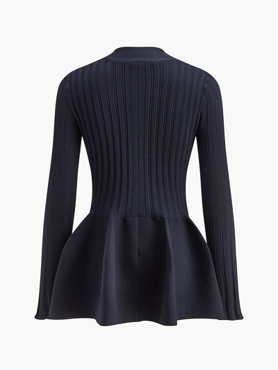 Gerippter Peplum-Cardigan | Taillierter Schnitt | Elegante Knopfleiste