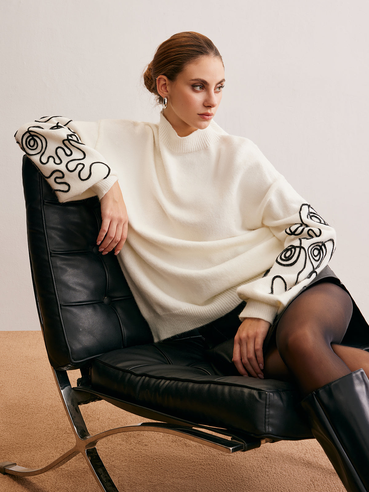 Statement-Strickpullover | Grafisches Ärmel-Design & Oversize-Schnitt | Modern & Trendy