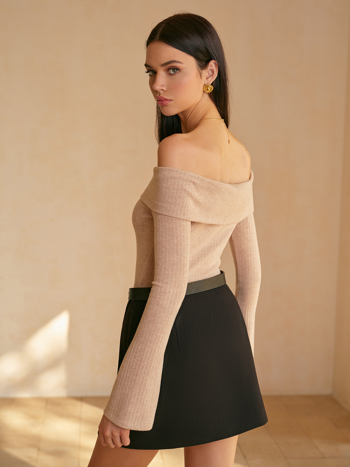 Rippenstrick-Off-Shoulder-Top | Feminine Eleganz | Schmeichelnde Passform