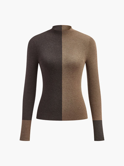 Kontrast-Pullover | Zweifarbiges Design & Figurbetonte Passform | Modern & Stilvoll