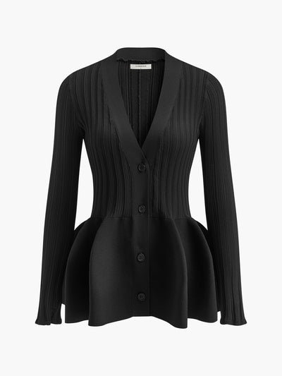 Figurbetonter Strick-Cardigan | Taillierter Schnitt & Schößchendetail | Elegant & Zeitlos