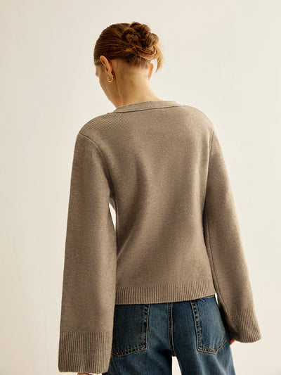 Taillierter Strick-Cardigan | V-Ausschnitt | Elegante Knopfleiste