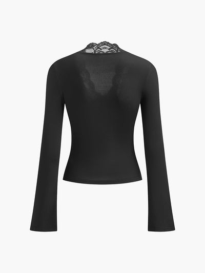 Langarm-Shirt mit Spitzen-Detail | Weiche Viskose | Feminin & Verführerisch