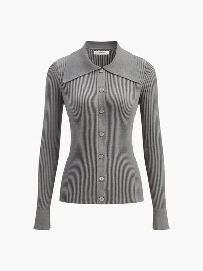 Gerippte Strickbluse | Klassischer Kragen | Figurbetonte Eleganz