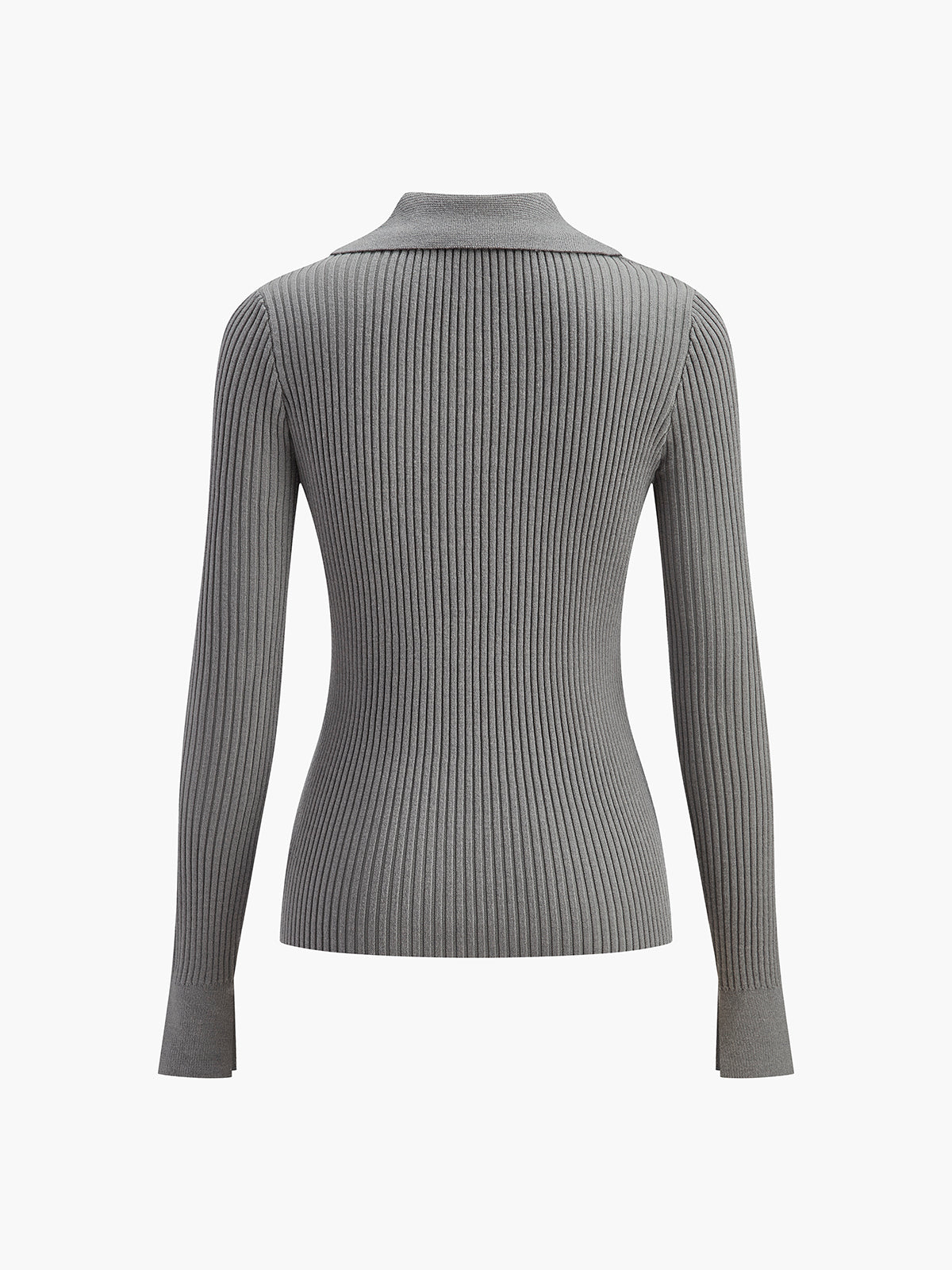 Gerippte Strickbluse | Klassischer Kragen | Figurbetonte Eleganz