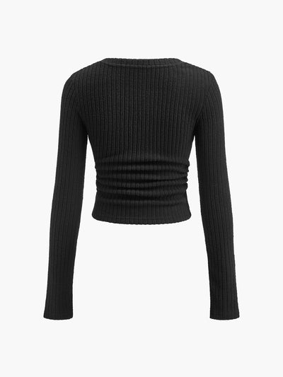 Gerippter Strickpullover | V-Ausschnitt & Taillierte Passform | Elegant & Vielseitig