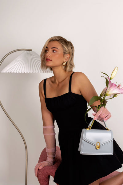 Elena | Strukturierte Damenhandtasche mit Top-Handle & goldfarbenem Verschluss – Elegante City-Bag
