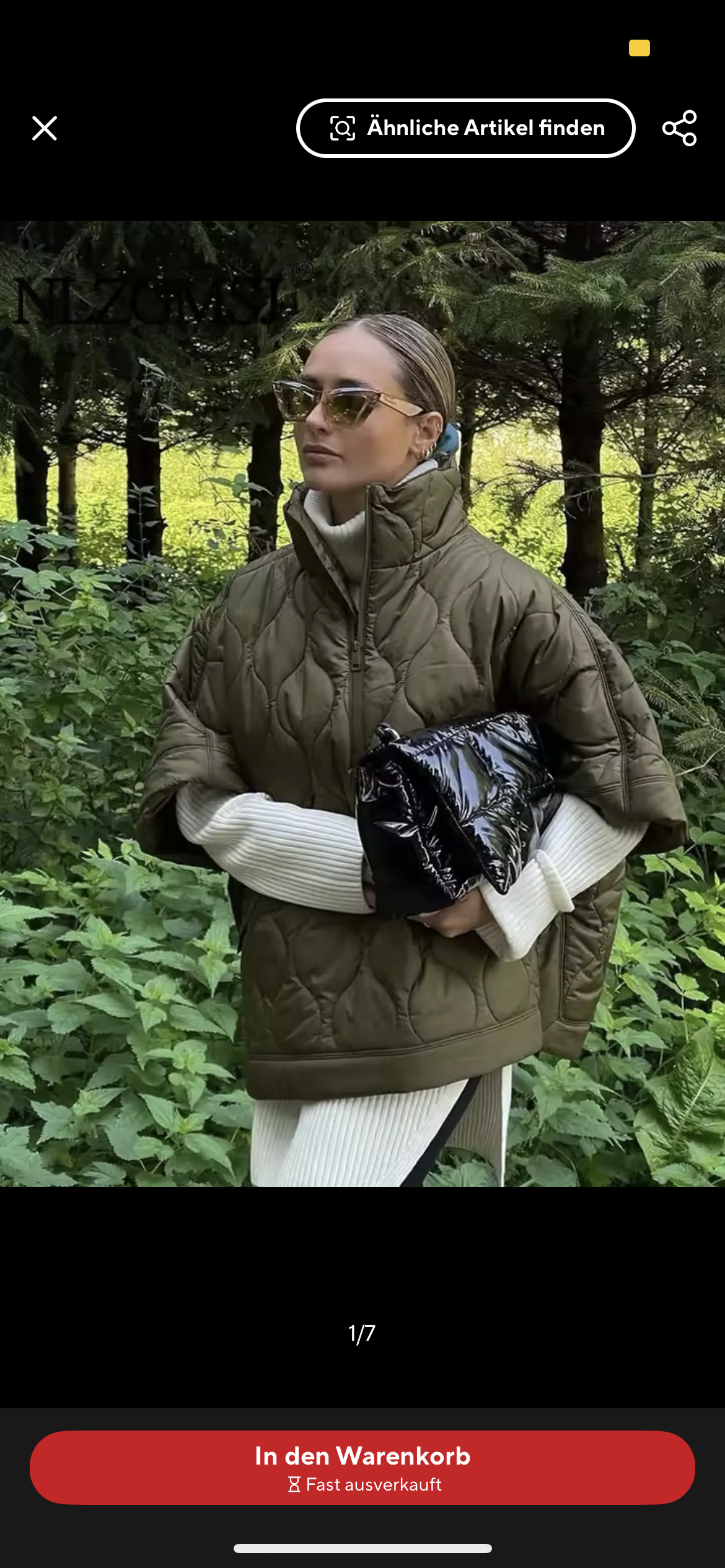 Heidi-Mode | Stepp Poncho mit Reißverschluss in Olivegrün
