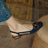Drune | Schuhe Frauen Flach Offener Rücken Sommerschuhe in Marineblau