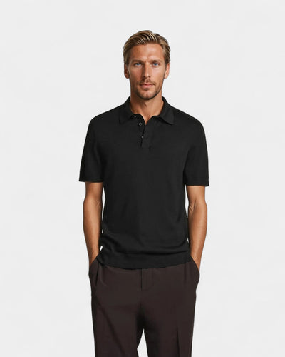 Poloshirt aus Seidenstrick – Schwarz
