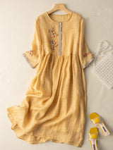 Besticktes Kleid Im Ethno-Stil - Thalea in Gelb
