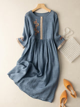 Besticktes Kleid Im Ethno-Stil - Thalea in Blau
