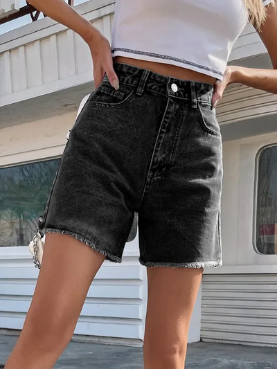 Damen High-Waist Denim Short