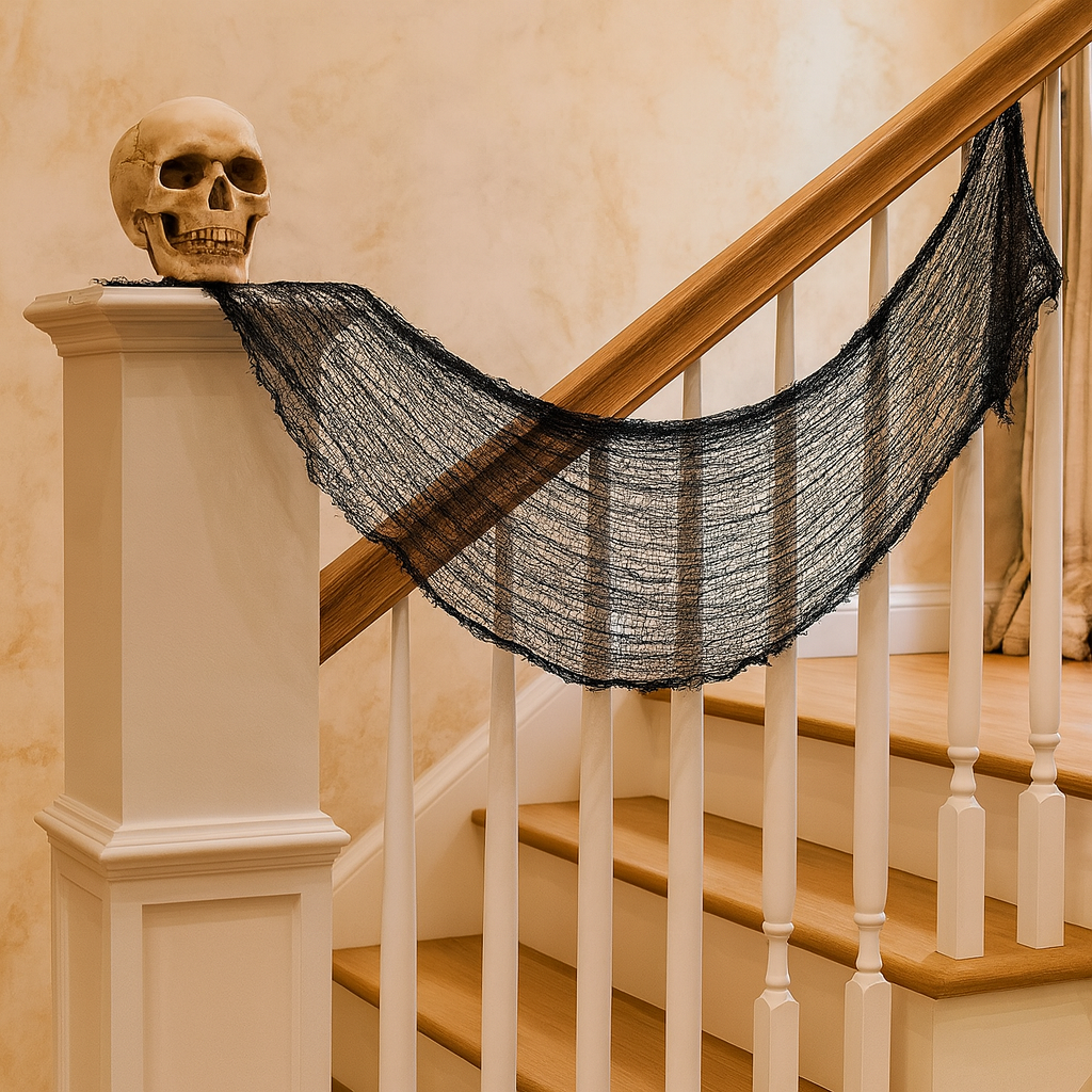 Schwarzes Halloween-Spuktuch – Gruseliger Stoff für die Innen- und Außendekoration