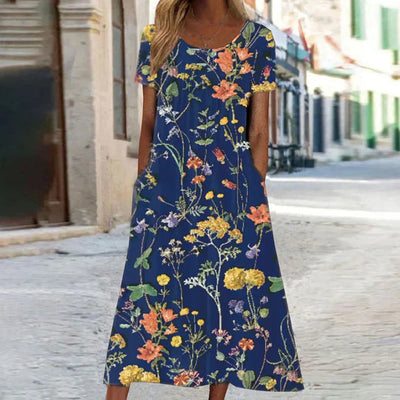 Charlotte | Blumen Sommerkleid Frau Midi