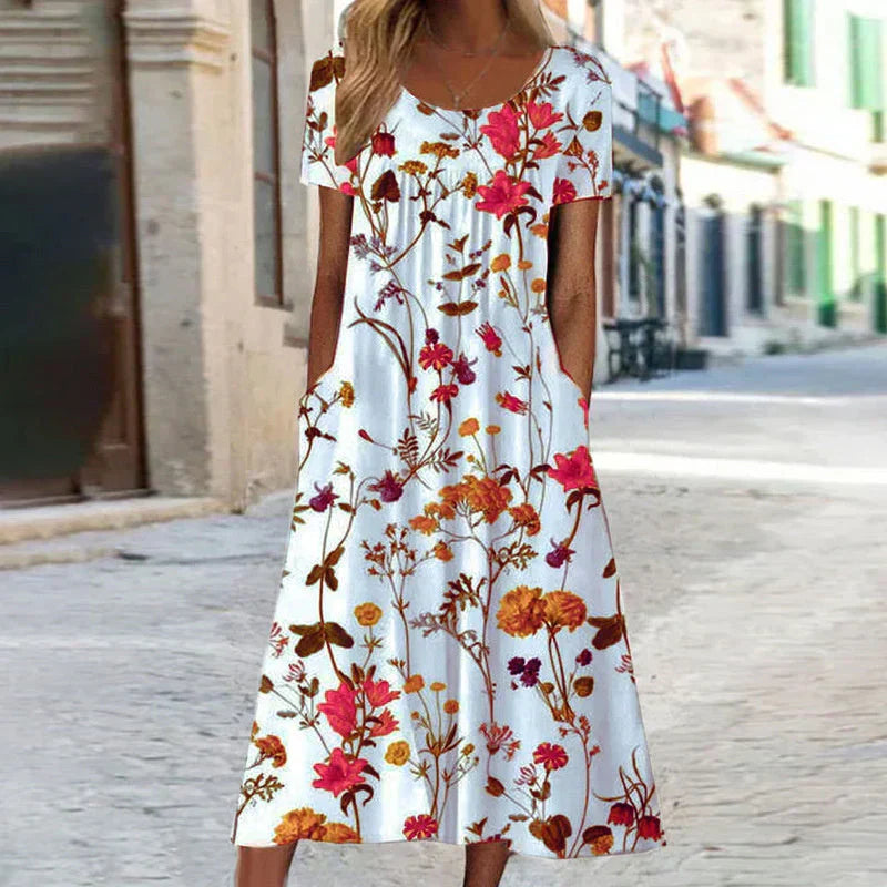 Charlotte | Blumen Sommerkleid Frau Midi
