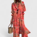 Boho-Kleid Damen Bunt | Elegantes Festliches Kleid in Rouge