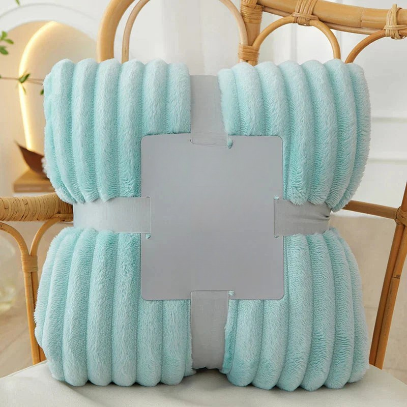 Breit gestreifte Flanell-Fleecedecke – warm für Herbst und Winter, ideal als Bettdecke oder Kuscheldecke