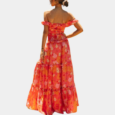Des - Schickes Orange Blumen Sommerkleid Trendy
