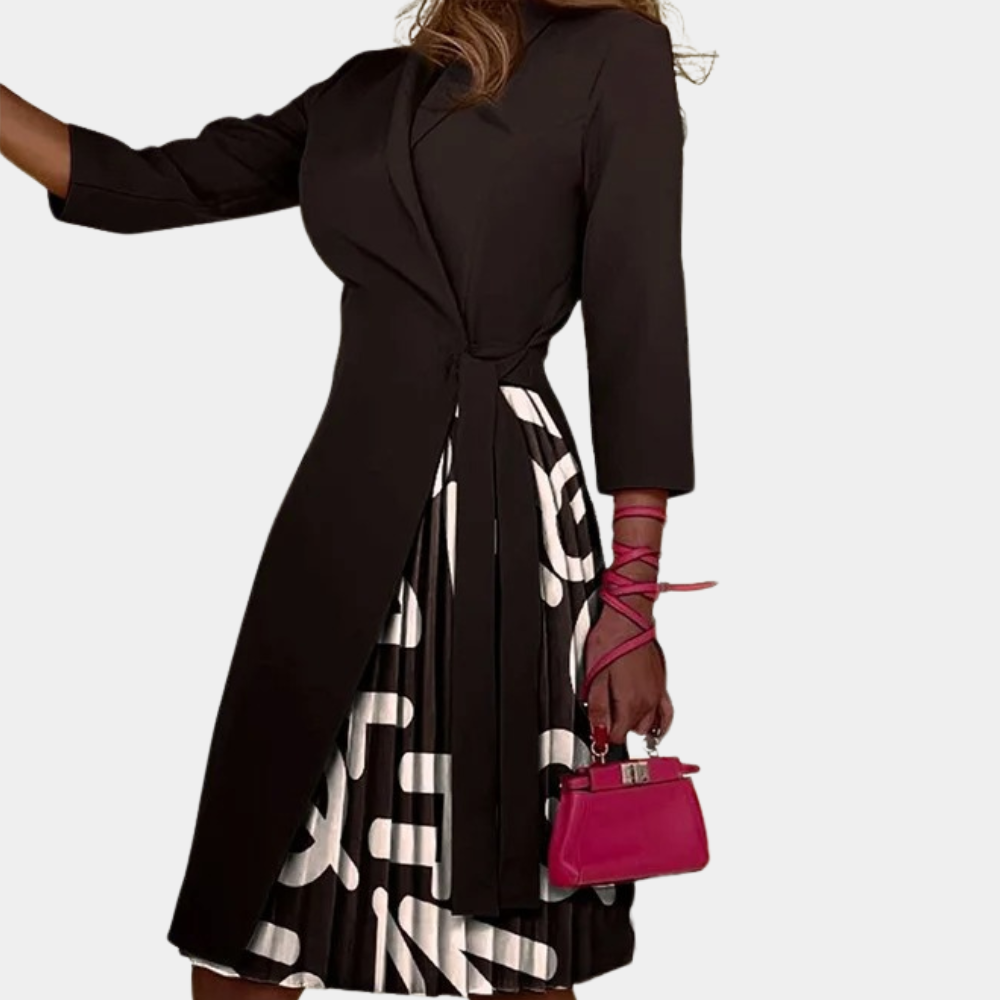 Bow - Elegantes Plissiertes Damenkleid