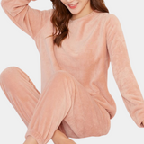 Warmer Fleece Damenpyjama - Elina in Rosa