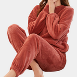 Warmer Fleece Damenpyjama - Elina in Rot