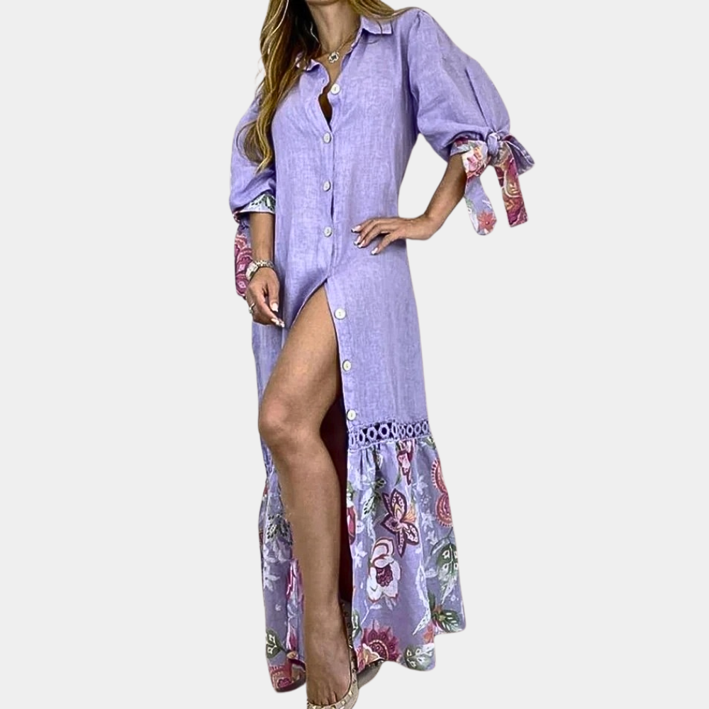 Luftiges Hemdblusenkleid | Florale Details | Eleganter Schnitt