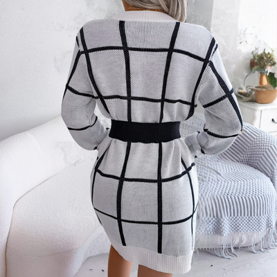 Lässiges Strickkleid | Kariertes Muster | Bequeme Passform