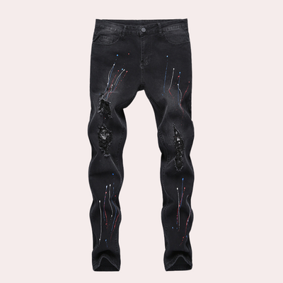 Bemalte Röhrenjeans | Urbaner Look | Farbige Details