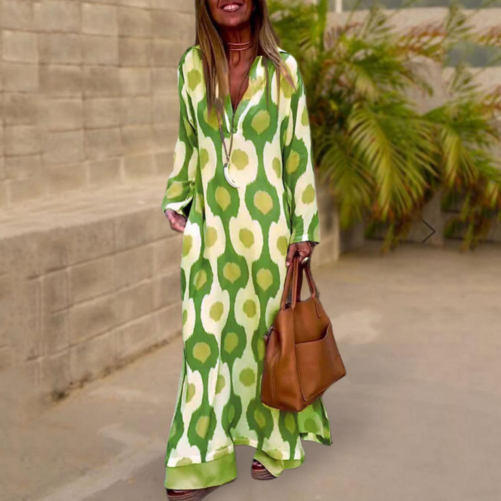 Luftiges Maxi-Kleid | Boho-Print | Eleganter V-Ausschnitt