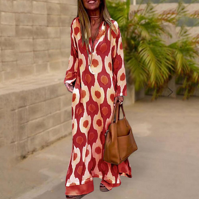 Luftiges Maxi-Kleid | Boho-Print | Eleganter V-Ausschnitt