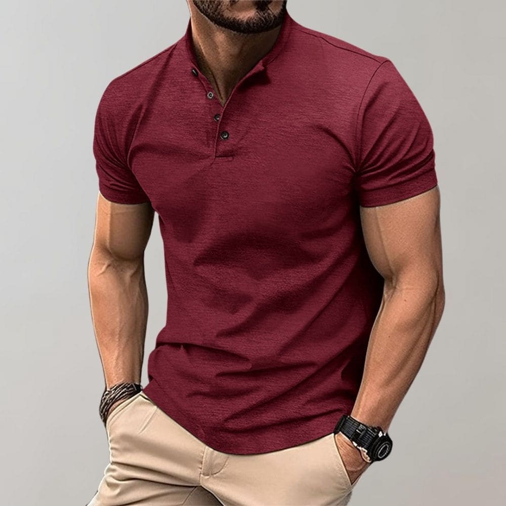 Herren Poloshirt mit Henley Kragen