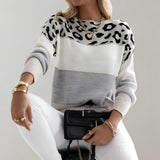 Warme Pantherprint Damenpullover - Sienna in Grau