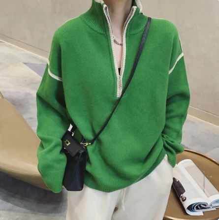 Sienna™ | Damenpullover mit halbem Reißverschluss und Stehkragen