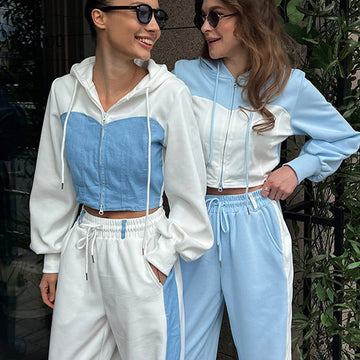 Zweiteiliges Set | Sportlicher Stil | Kontrastfarben