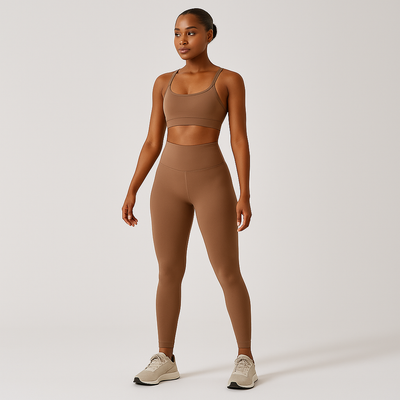 Nahtloses Yoga- und Pilates-Set für Damen – Sport-BH, Shorts mit hoher Taille und Leggings