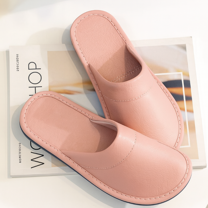 Herren Hausschuhe zum Hineinschlüpfen mit Strukturierter Oberfläche und Genähter Sohle