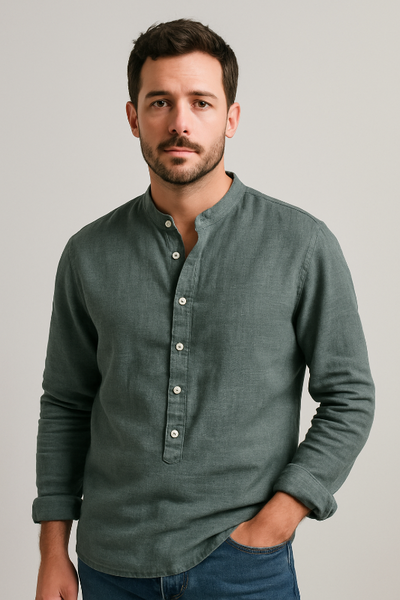 Herren Leinenhemd Langarm für Elegante Anlässe - Klassische Hemden Herren